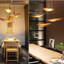 Creative Leaf Pendant Light Současné bambusové závěsné světlo osvětlení čajovny