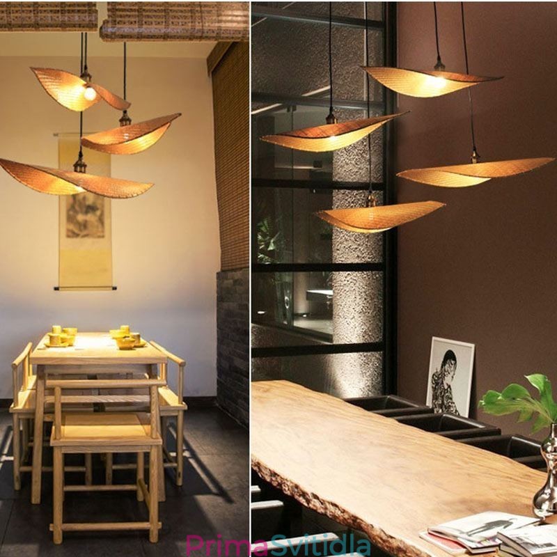 Creative Leaf Pendant Light Současné bambusové závěsné světlo osvětlení čajovny