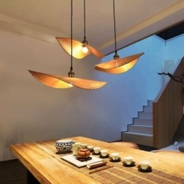Creative Leaf Pendant Light Současné bambusové závěsné světlo osvětlení čajovny