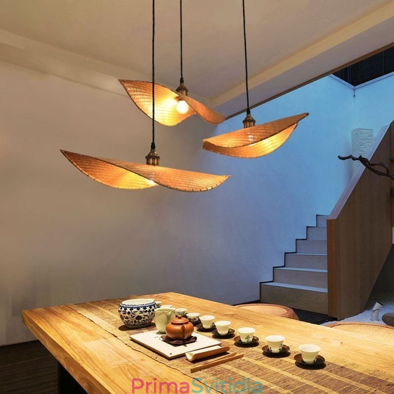 Creative Leaf Pendant Light Současné bambusové závěsné světlo osvětlení čajovny