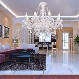 Lustr White Crystal Modern Living 8 světel