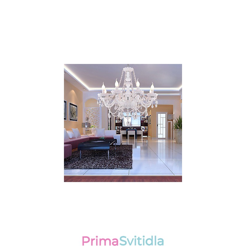 Lustr White Crystal Modern Living 8 světel