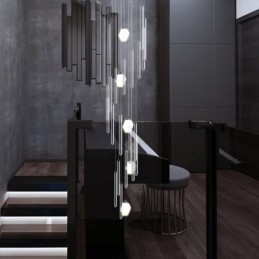 Klastrové závěsné svítidlo Moderní velký závěsný křišťálový lustr Duplexní schodiště