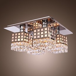 Lustr Moderní křišťálový nerez Living 4 světla