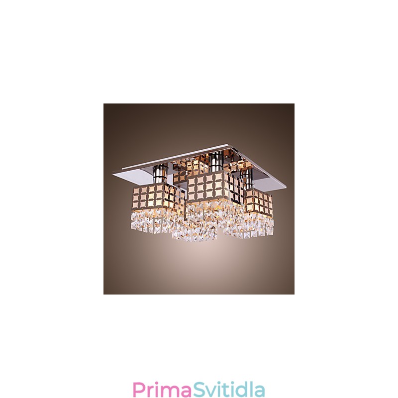 Lustr Moderní křišťálový nerez Living 4 světla