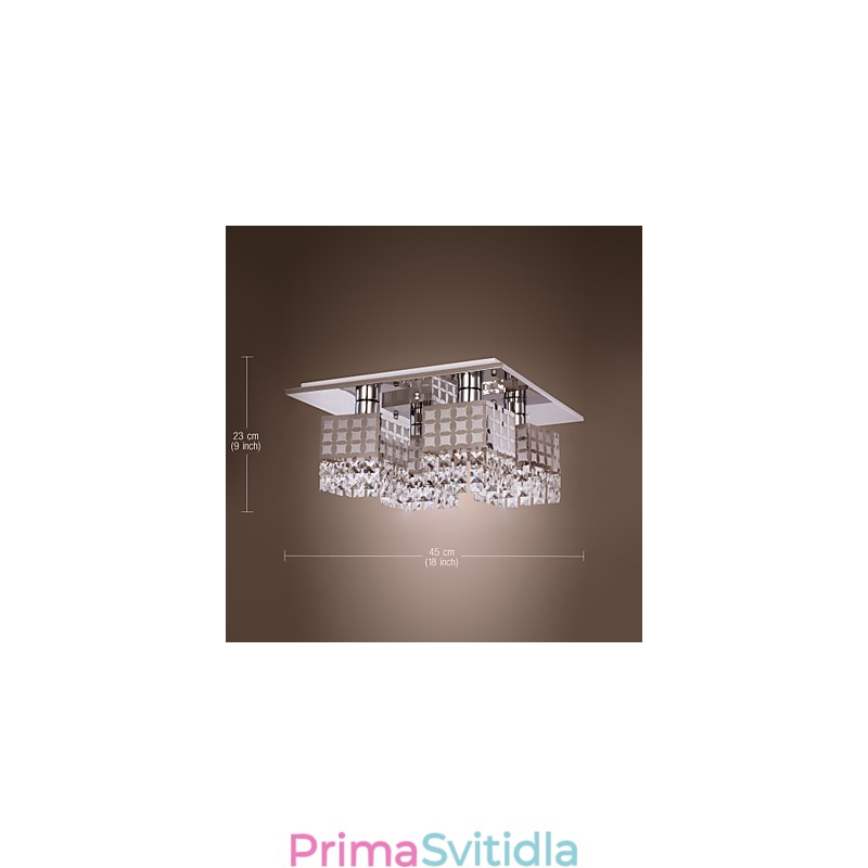 Lustr Moderní křišťálový nerez Living 4 světla
