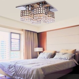 Lustr Moderní křišťálový nerez Living 4 světla