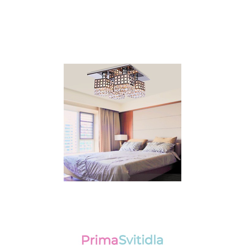 Lustr Moderní křišťálový nerez Living 4 světla
