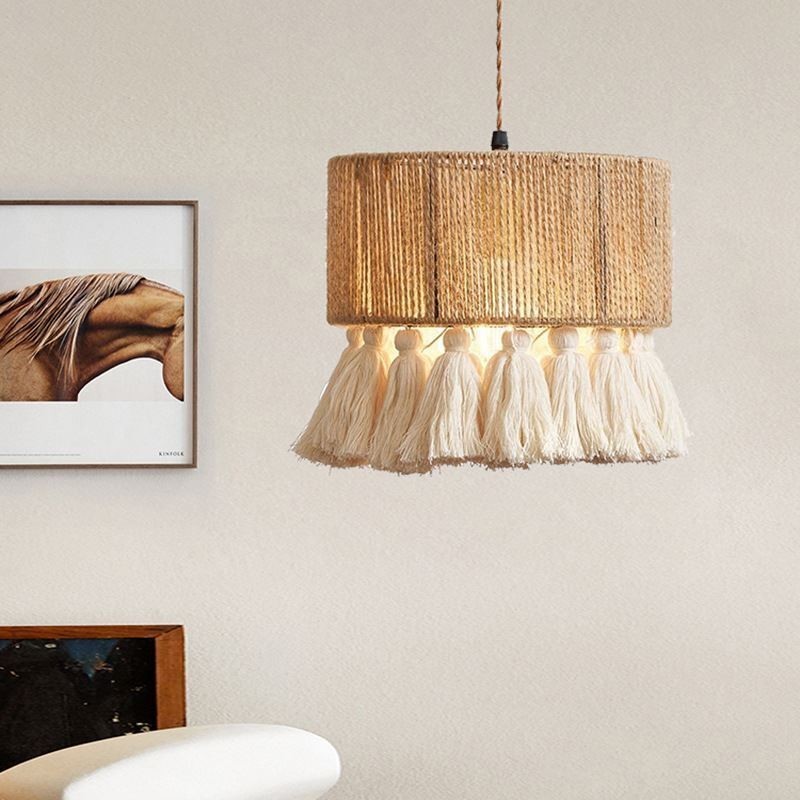 Konopné provazové závěsné světlo Retro dekorace Stropní světlo střapec stínidlo lampy