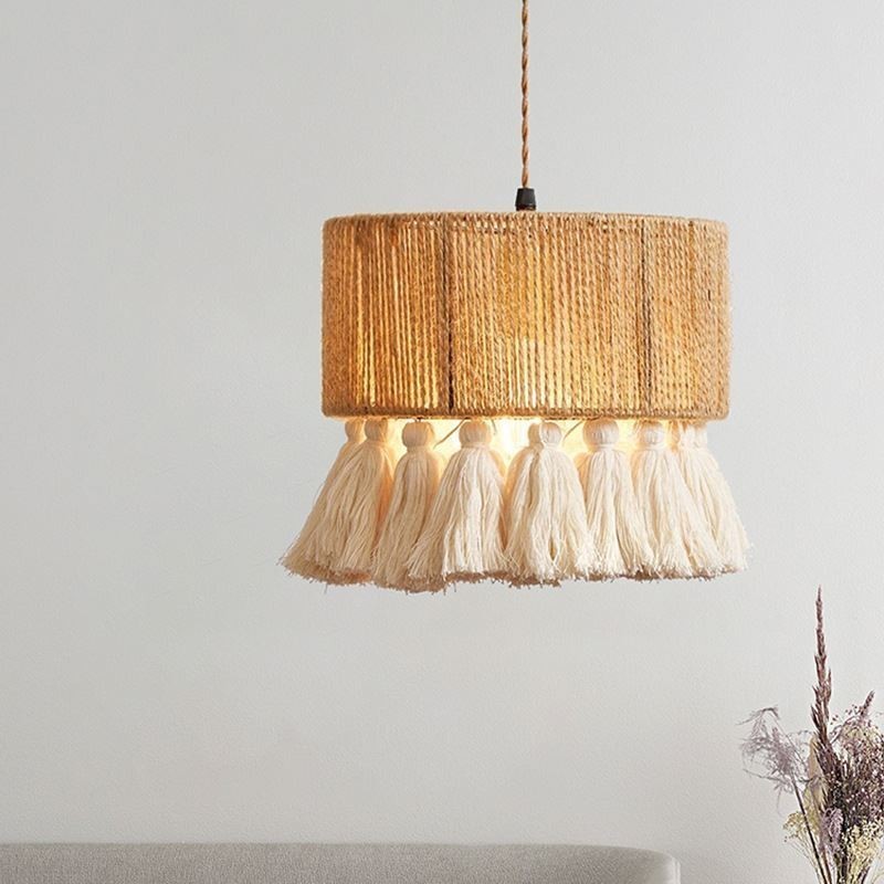 Konopné provazové závěsné světlo Retro dekorace Stropní světlo střapec stínidlo lampy