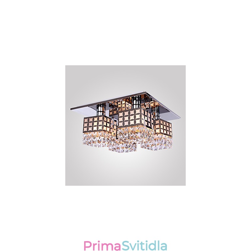 Lustr Moderní křišťálový nerez Living 4 světla