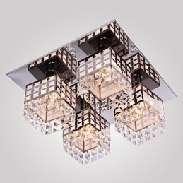 Lustr Moderní křišťálový nerez Living 4 světla
