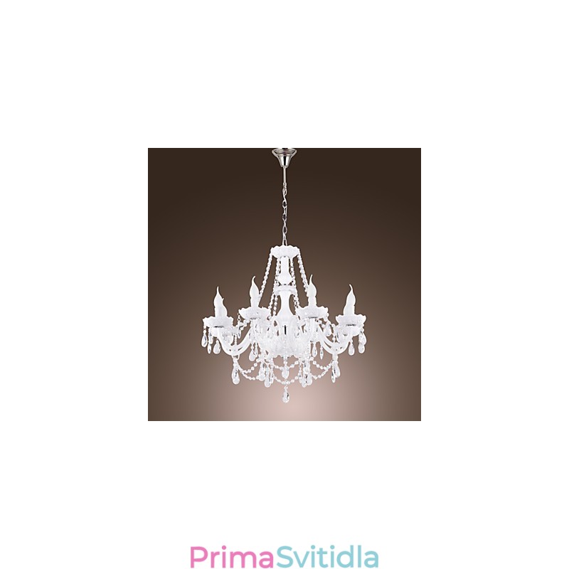 Lustr White Crystal Modern Living 8 světel