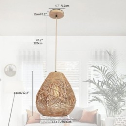 Nordic Retro stropní světlo z přírodního papírového lana ručně tkané stínidlo na lampu