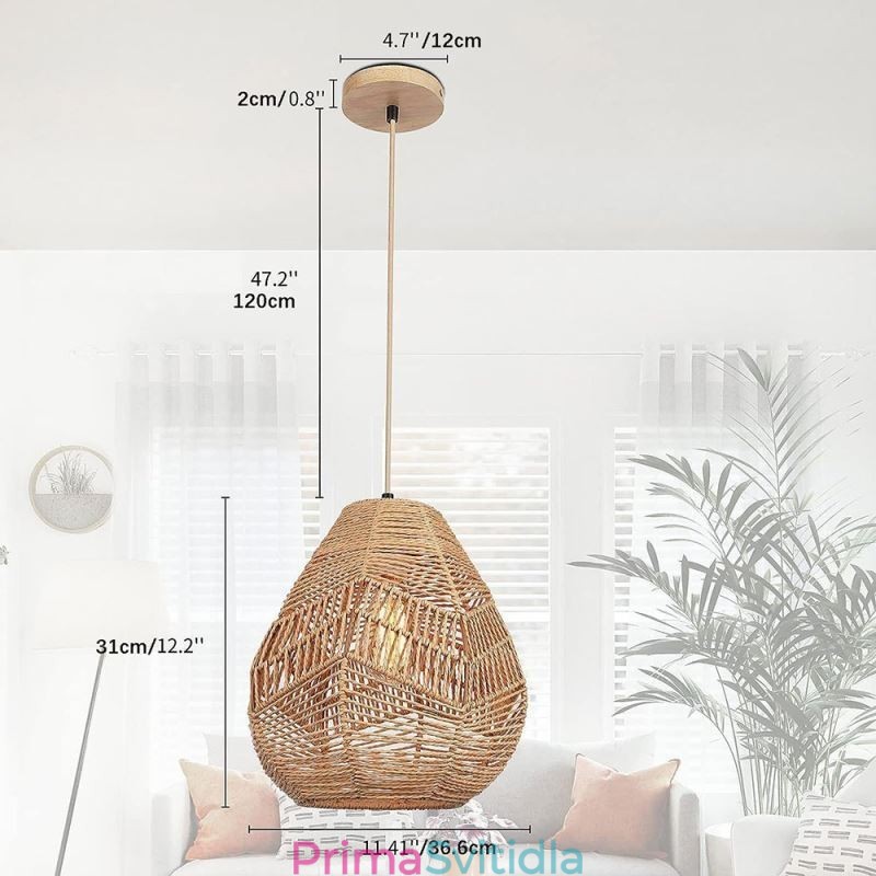 Nordic Retro stropní světlo z přírodního papírového lana ručně tkané stínidlo na lampu