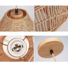 Nordic Retro stropní světlo z přírodního papírového lana ručně tkané stínidlo na lampu