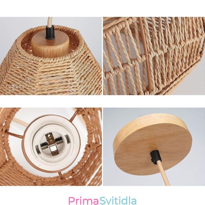 Nordic Retro stropní světlo z přírodního papírového lana ručně tkané stínidlo na lampu