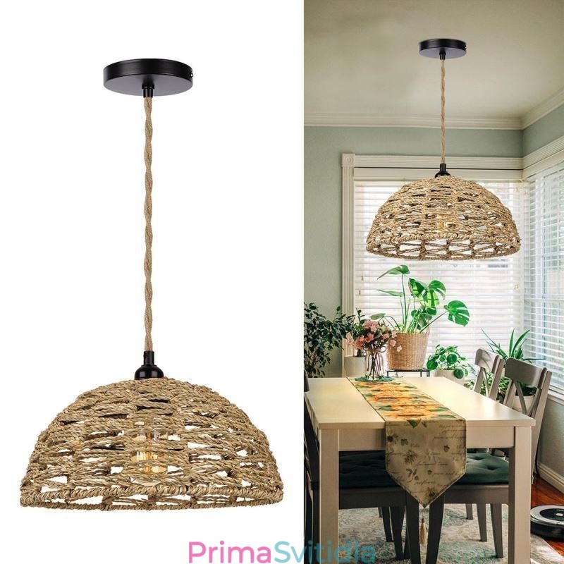 Country Retro přívěsek světlo ručně tkané papírové provazové stínidlo 30cm