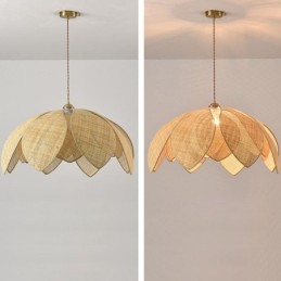 Ratanové závěsné svítidlo Lotus Cafe Retro ratanové umělecké stropní svítidlo