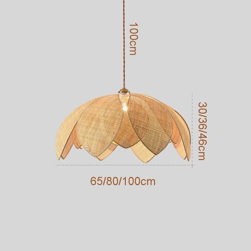 Ratanové závěsné svítidlo Lotus Cafe Retro ratanové umělecké stropní svítidlo