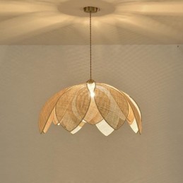 Ratanové závěsné svítidlo Lotus Cafe Retro ratanové umělecké stropní svítidlo
