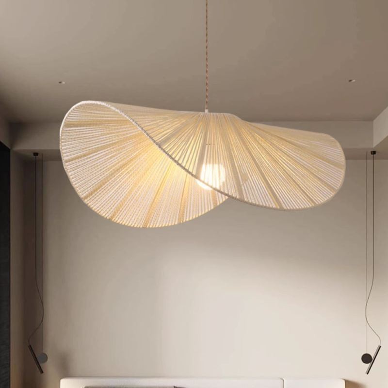 Retro závěsné světlo Creative Wabi Sabi Slaměný klobouk Konopné provazové stropní světlo