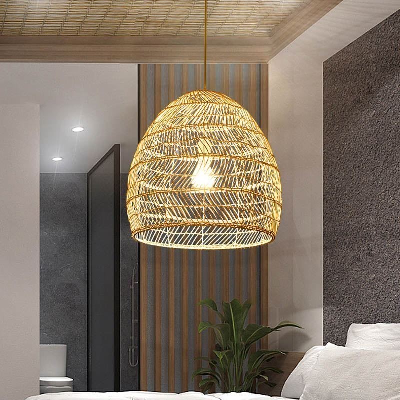 Ručně tkaný přívěsek Light Ratanové závěsné Light Farmhouse