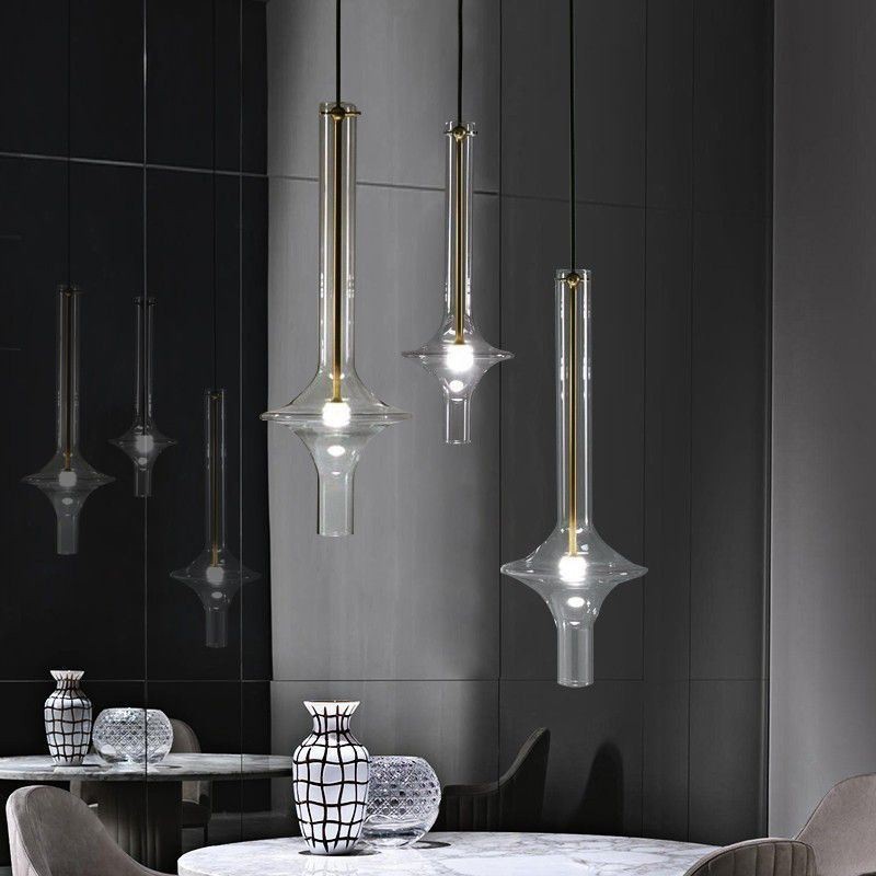 Závěsné svítidlo ze skleněné trubice Moderní minimalistické kované stropní svítidlo