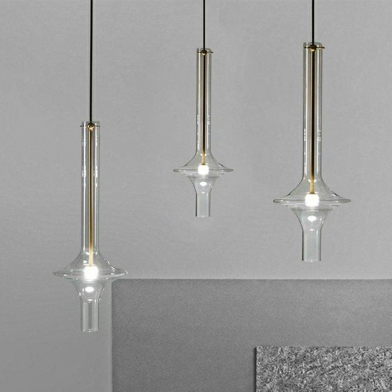 Závěsné svítidlo ze skleněné trubice Moderní minimalistické kované stropní svítidlo