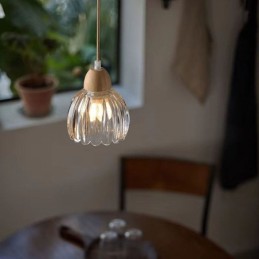 Skleněné závěsné svítidlo Retro pastorační styl Ostrovní stropní světlá kaučuková dřevěná dekorativní lampa