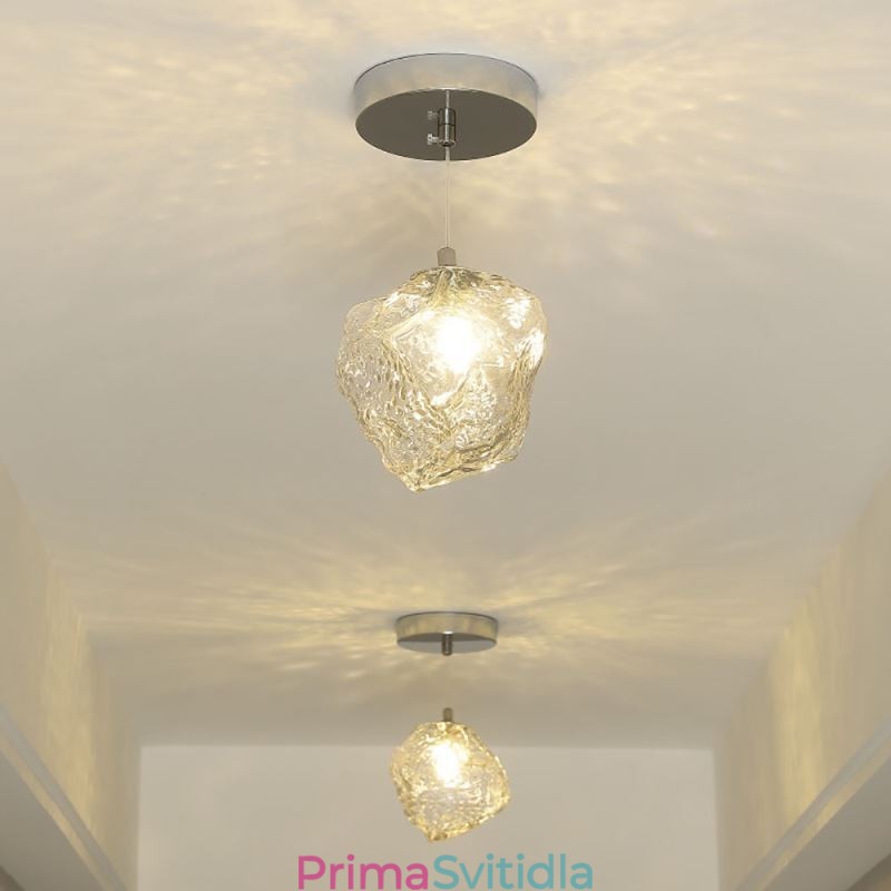 Skleněné závěsné světlo Retro dekorativní lampa Stínidlo ve tvaru kostky ledu