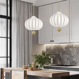 Moderní bílé skleněné závěsné svítidlo ve tvaru koule Minimalistické stropní svítidlo