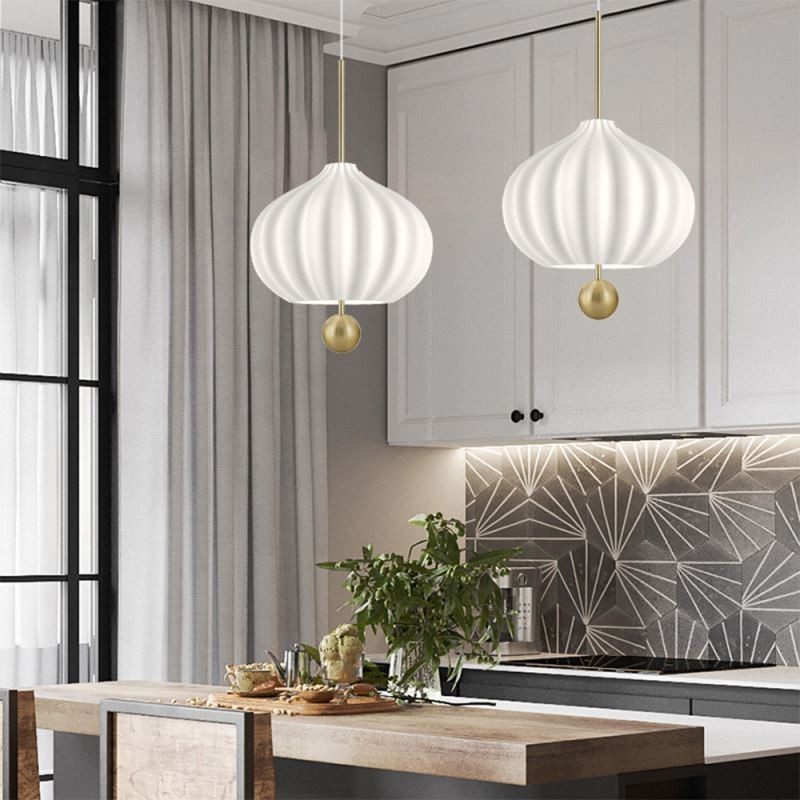 Moderní bílé skleněné závěsné svítidlo ve tvaru koule Minimalistické stropní svítidlo