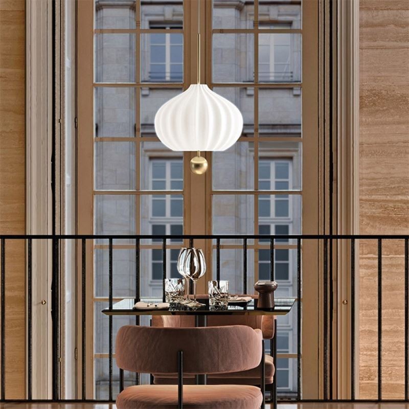 Moderní bílé skleněné závěsné svítidlo ve tvaru koule Minimalistické stropní svítidlo