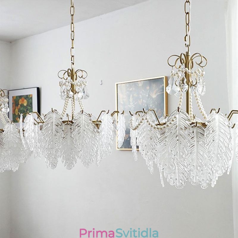 Elegantní skleněné závěsné svítidlo Listové závěsné světlo