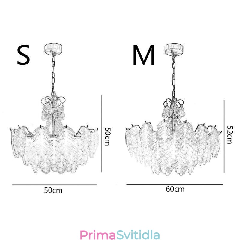 Elegantní skleněné závěsné svítidlo Listové závěsné světlo