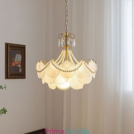 Evropské skleněné závěsné svítidlo Elegantní závěsné svítidlo s mušlemi Evropské skleněné závěsné svítidlo Elegantní závěsné svítidlo s mušlemi