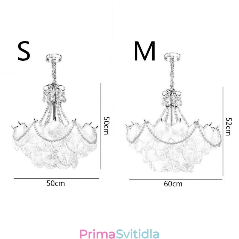 Evropské skleněné závěsné svítidlo Elegantní závěsné svítidlo s mušlemi