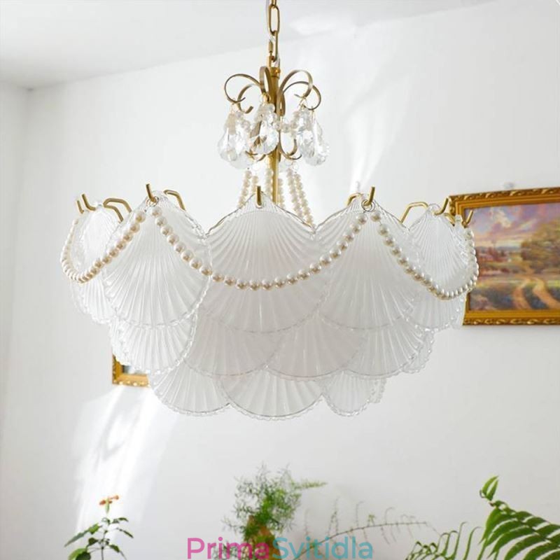 Evropské skleněné závěsné svítidlo Elegantní závěsné svítidlo s mušlemi
