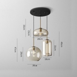 3 Lehké skleněné závěsné svítidlo Classic Cluster závěsné svítidlo Cafe