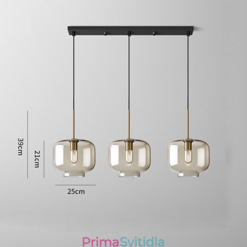 3 Lehké skleněné závěsné svítidlo Classic Cluster závěsné svítidlo Cafe
