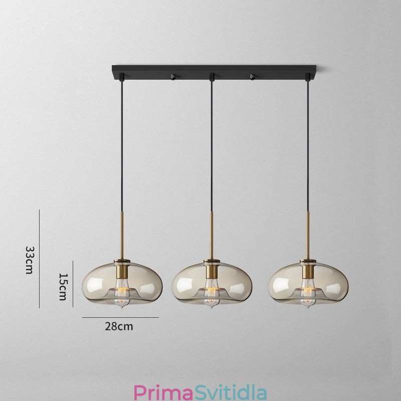 3 Lehké skleněné závěsné svítidlo Classic Cluster závěsné svítidlo Cafe
