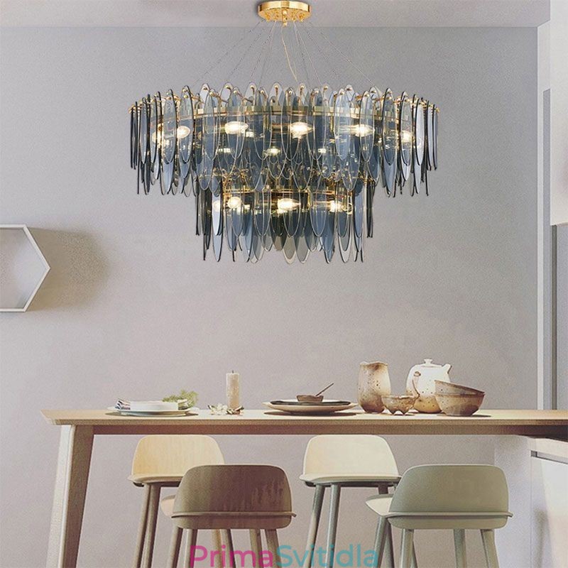 Moderní kulaté skleněné závěsné svítidlo Elegantní skleněný lustr