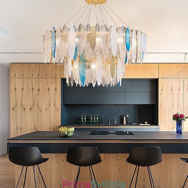 Moderní kulaté skleněné závěsné svítidlo Elegantní skleněný lustr