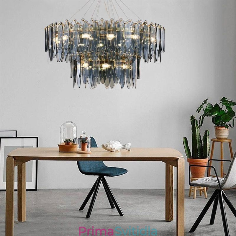 Moderní kulaté skleněné závěsné svítidlo Elegantní skleněný lustr