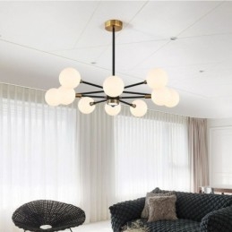 Severské skleněné závěsné světlo Mléčně bílá kulatá lampa Lustrové osvětlení