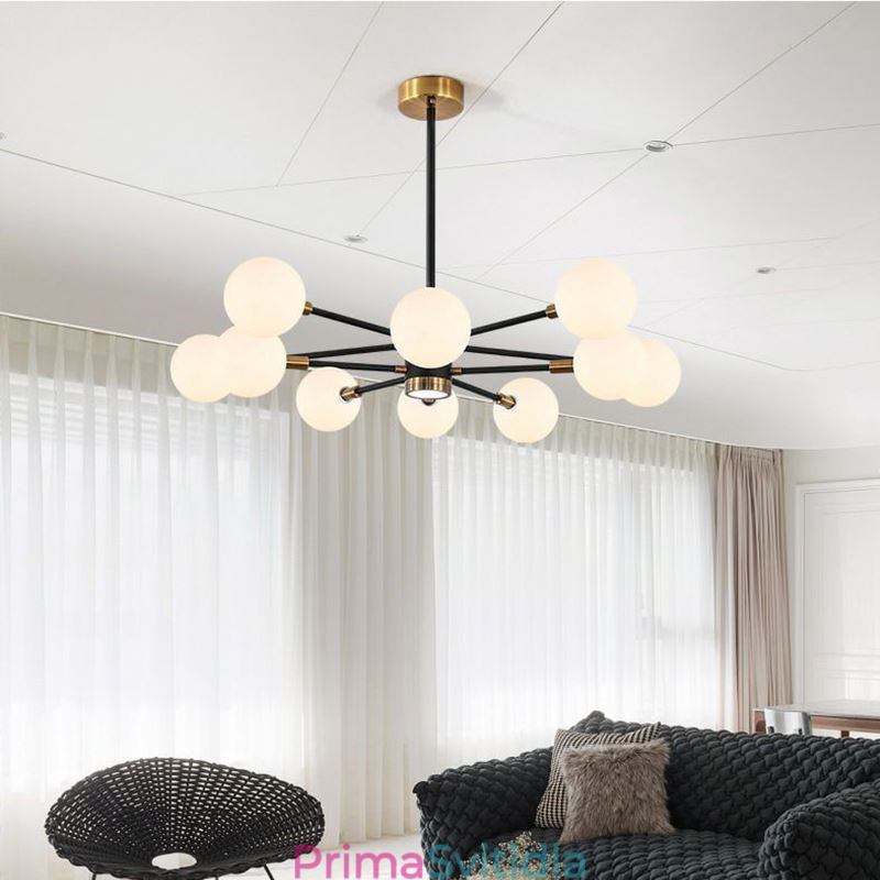 Severské skleněné závěsné světlo Mléčně bílá kulatá lampa Lustrové osvětlení