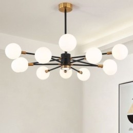 Severské skleněné závěsné světlo Mléčně bílá kulatá lampa Lustrové osvětlení