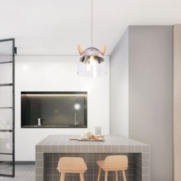 Klasické skleněné závěsné světlo Dřevěná rohová lampa Kreativní osvětlení