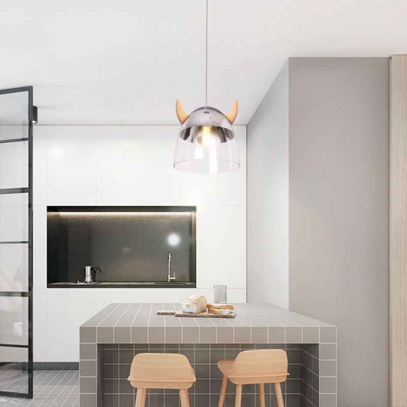 Klasické skleněné závěsné světlo Dřevěná rohová lampa Kreativní osvětlení